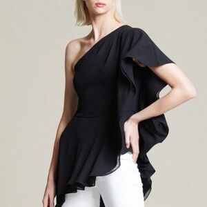 NEW Halston designer off shoulder black blouse size 0 XS S